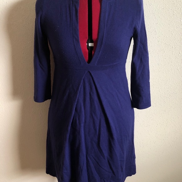 J Crew Sweater Dress Size XS, Blue V-neck - Picture 3 of 6